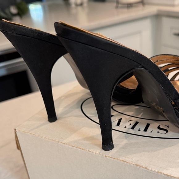 Steve Madden Black Satin Strappy Heels - Picture 3 of 6